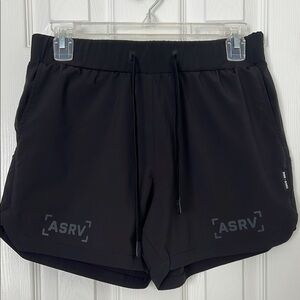 ASRV Black Athletic Shorts Lightweight Moisture-Wicking